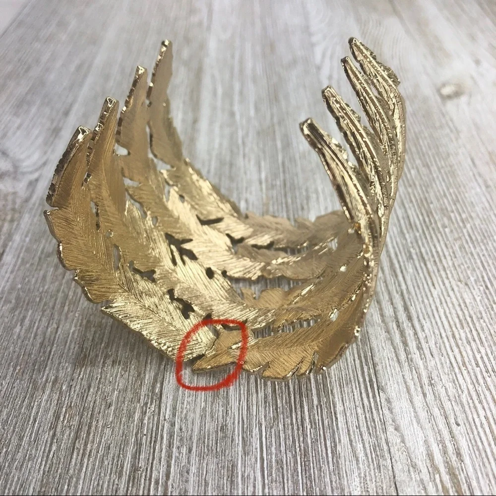 Boho Gold Feather Cuff Bracelet